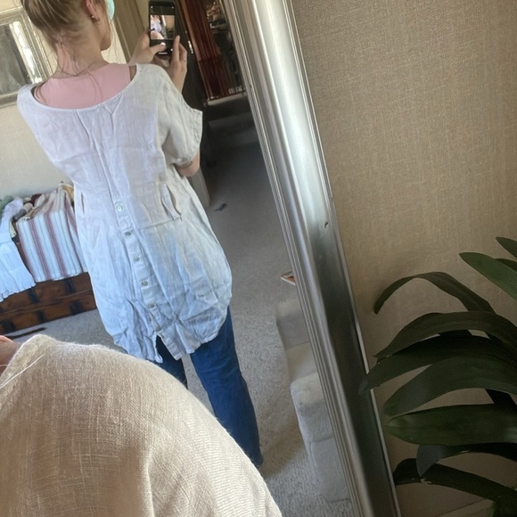 Terzo Millennio Women's White Cream Linen Tunic Top - Picture 8 of 13